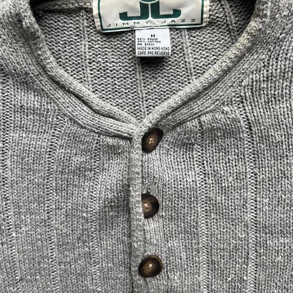 Rare Vintage Jimmy Jazz 90s Henley Knit Sweater Streetwear Collectible - Picture 3 of 5